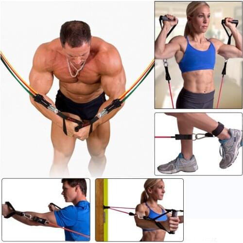 11pc in 1set Rubber Latex Fitness Resistance BandsTubes Practical Elastic Training Rope Yoga Pull Rope Sports fitness equipment