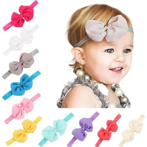 Girls' headwear, newborn head flower hair accessories, childrens solid color four-sided elastic bow