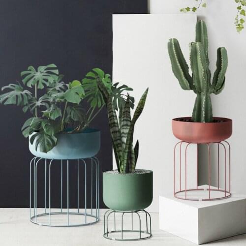Nordic floor-standing flower pot personality living room garden decoration succulent plant potted iron plant pot decoration
