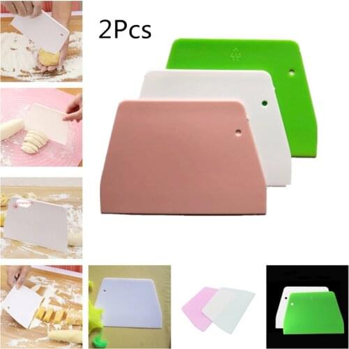 Quality 2PCS Dough Scrapers Cream Smooth Cake Spatula Baking Scraper Multipurpose Kitchen Scrapers for Pizza Dough Pastry Cake