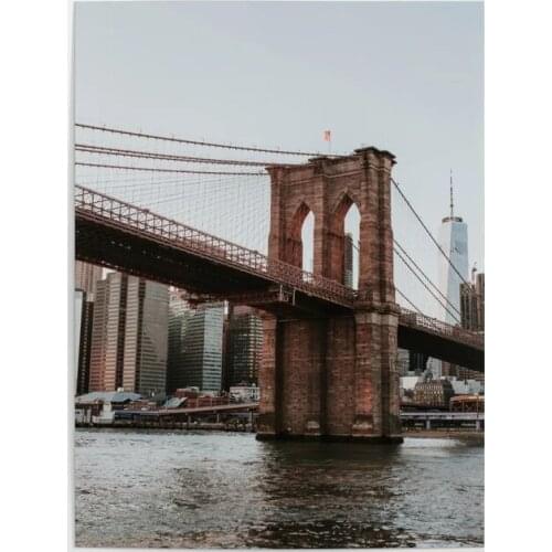 Canvas HD Prints Pictures Wall Art Painting Skyline with Brooklyn Bridge Home Decor Modular New York Poster Living Room Frame