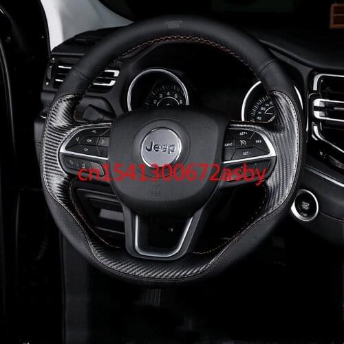 For Jeep Grand Commander DIY custom leather car interior steering wheel cover car accessories