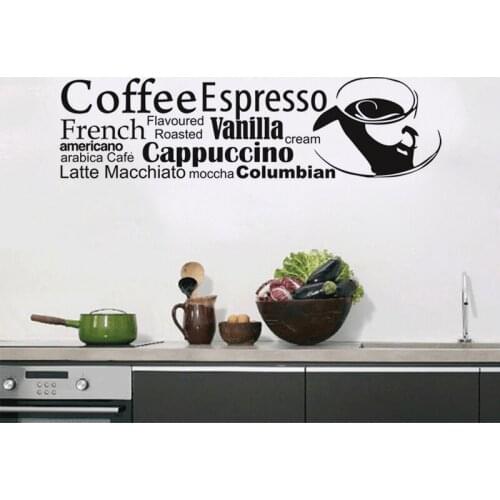 KUCADA coffee wall sticker for kitchen decoration home decal removable black diy wallpaper mural art decor WP3108