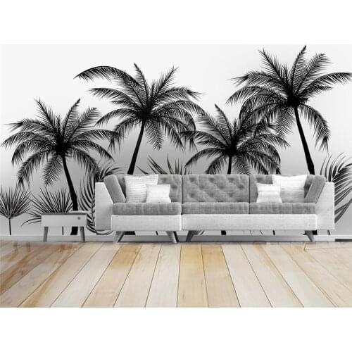 Beibehang Custom mural Wallpaper Black and White Big Tree Tropical Rainforest Coconut Tree TV Sofa Background Wall 3D Wallpaper
