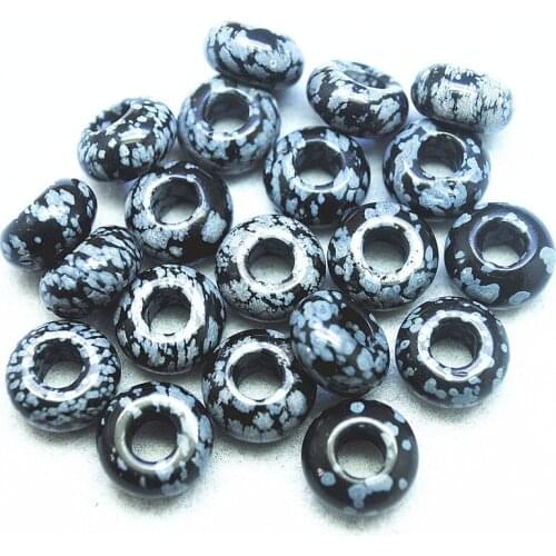 5PCS Nature Snowflake Obbistan Jasper Stone Big HOLE 8x14MM 5Inner HOLE For Womens Chain Bracelets MaKING Accessories Wholesale