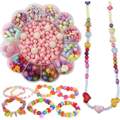 2019 New Pack Hot Flower Jewery DIY Beads Necklace Bracelets Loose Beads Kids Decorative Beads Craft Making Suit Accessories