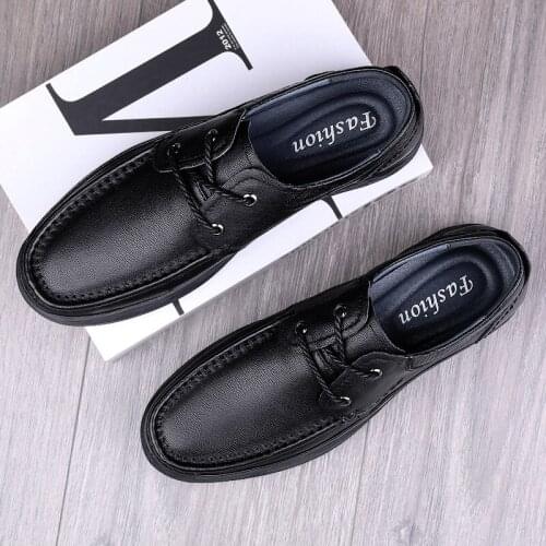New Popular Mens Genuine Leather Shoes Business Casual Shoes Soft Cowhide Comfortable Shoes Light Fashion Non-slip Male Shoes