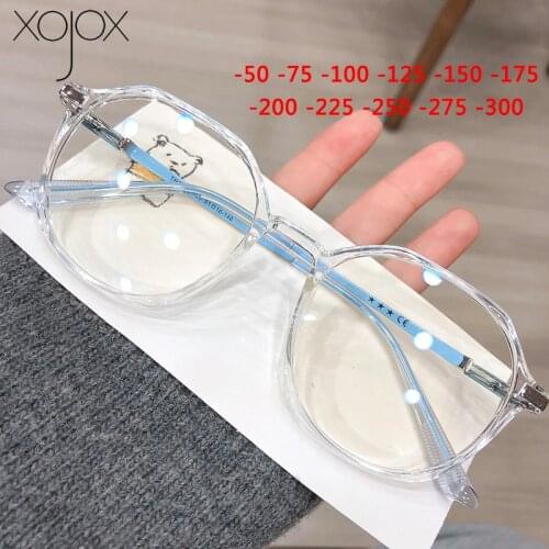 XojoX Vintage Finished Myopia Glasses Women Transparent Irregular Eyewear Retro Men Nearsighted Eyeglasses Diopter -0.75 -1.25