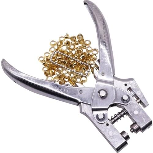 1 Pcs Stainless Steel Multi-purpose Punch Pliers Leather Paper Plastic Packaging Punch Machine Eyelet Pliers Free Gift Rivets