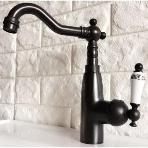 Swivel Spout Water Tap Oil Rubbed Black Bronze Single Handle Single Hole Kitchen Sink & Bathroom Faucet Basin Mixer Tap anf375