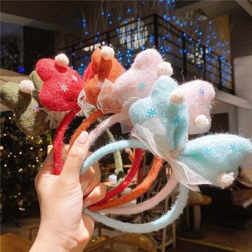 Christmas Hairbands Oversize Bow Hair Band For Children Boys Girls Lovely Cartoon Antlers Headband Hair Accessories Photo Props