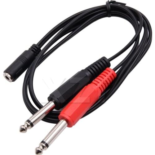 PZ 1PCS 3.5mm Female Jack to 2*6.35mm TRS Mono Male Audio Socket Adapter Cable Digital fully shielded high definition cable