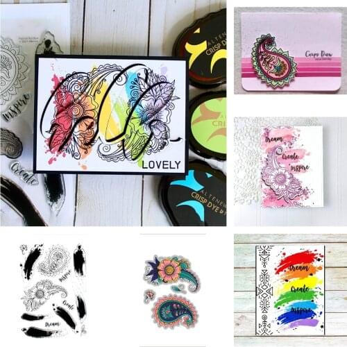 Flower Painted Roinbow Cutting Dies Stamps Scrapbook Dariy Decoration Stencil Embossing Template Diy Greeting Card Handmade 2021