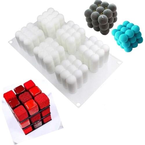 6-Cavity Mousse Cake Silicone Mold 3D Chocolate Baking Mould Soy Candles Molds Non-Stick Cute Mold Decoration Tools