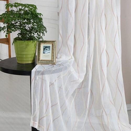 Modern Simple Classic Stripe Curtain For Living Room Window Treatments Sheer Balcony Window Tulle For Bedroom Yarn Drapes SM-187