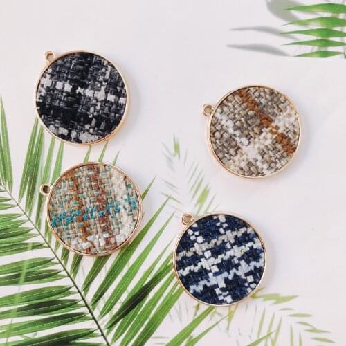 Alloy Round Pendant Necklace Charms DIY Material Jewelry Earring Accessories