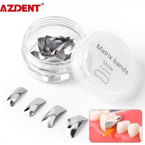 AZDENT 50Pcs Dental Metal Matrices Sectional Contoured Matrix Refill Separating Teeth Dentist Tools Dental Lab Material