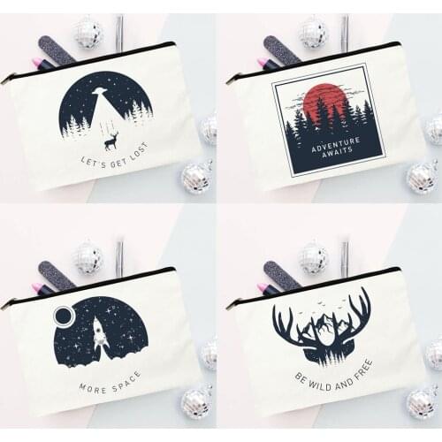 Dark Forest Print Cosmetic Bags Women Makeup Cases Fashion Canvas Makeup Pouch Harajuku Purse Organizer Casual Lipstick Bag