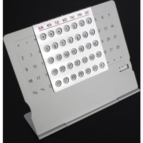 Super 100 Years Perpetual Calendar Aluminum Calendar Card Creative Mini Ultra-thin Metal English Calendars Office Supplies