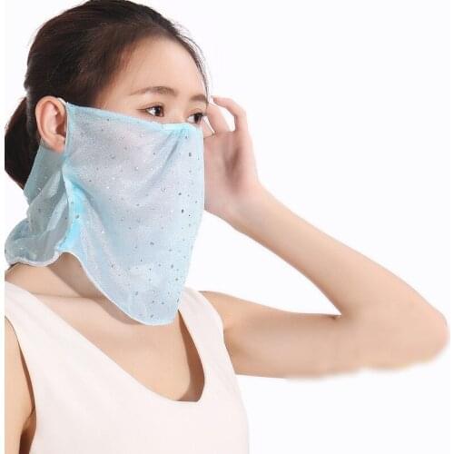Rhinestones thin veil sunscreen Temperament neck breathable veil new summer anti-UV multi-function large veil scarf for women