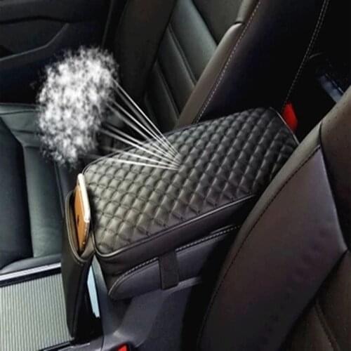 Universal Car Armrest Box Covers Padd PU Leather Phone Cards Storage Pocket Memory Auto Center Console Cushion Hand Supports