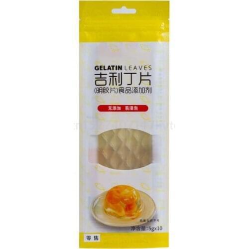 50g 10 Large Sheets of Halal Silver Leaf Gelatine Beef Gelatin Leaves for Cooking Mousse Cake Jelly Dessert Mix