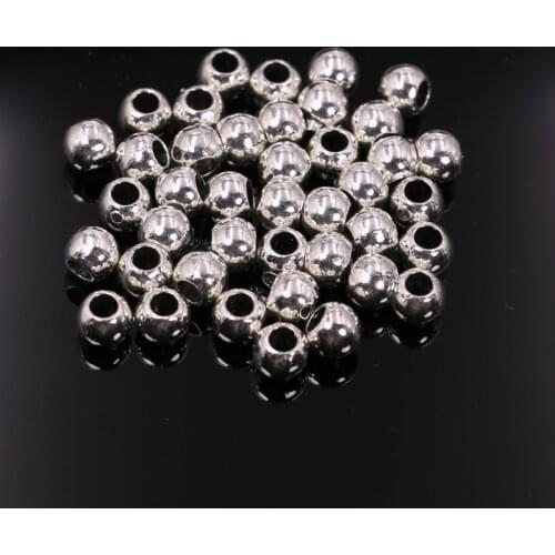 20pcs Antique Silver Plated Round Spacer Beads fit Bracelet Necklace Loose Beads Jewelry Making DIY Handmade Craft 6mm
