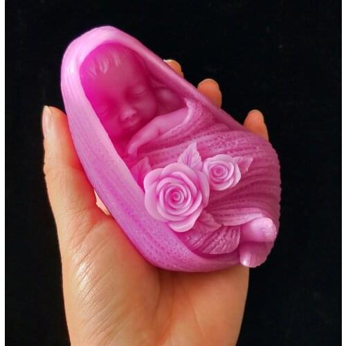 3D Flower baby mold for soap silicone mold handmade cake decoration DIY mold aroma mould soap moulds cake tools resin clay molds