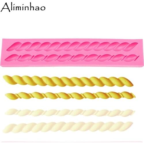 B0503 Strip shape hemp rope lace DIY Cake border Silicone mold chocolate fondant cake decorating tools Resin Clay Mold