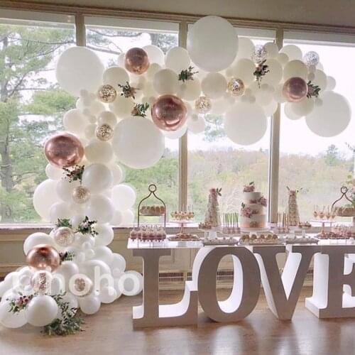Ohoho White Balloon Arch Kit Wedding Party Decoration Engagement Bridal Shower Organic Balon Garland Mariage Globos