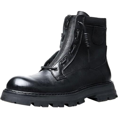 British Retro Genuine Leather Combat Boots Autumn Winter Ankle Boots Cowboy Boots Mens Cowhide Handmade Fashion Men Boots