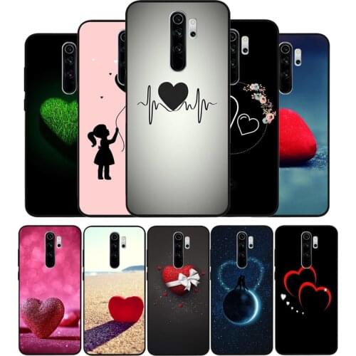 Love shape black Silicone Phone Case For Redmi note 8 7 Pro S 8T for redmi 9 7A Cover