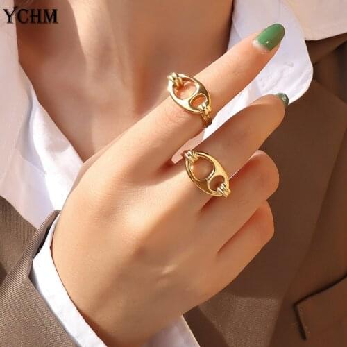 Elegant Women Finger Joint Rings for Women Stainless Steel Rings Gold Plated Geometric Metal Ring Jewelry YCHM