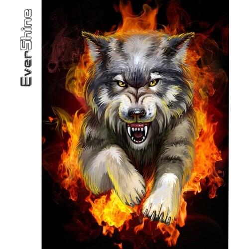 Evershine Diamond Embroidery Wolf Rhinestone Picture Diamond Painting Kits 5D Animal Cross Stitch Mosaic Full Layout Home Decor