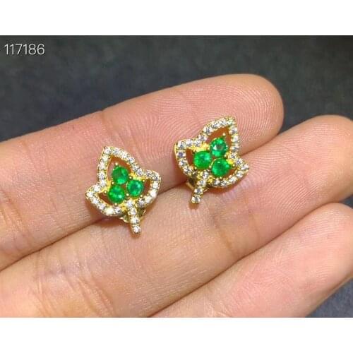 Columbia mining area, natural emerald earrings, 925 sterling silver, womens high-end colorful jewelry