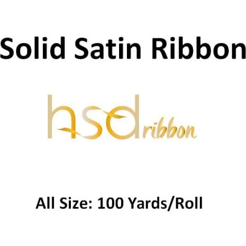 HSDRibbon 9 13 16 19 22 25 28 32 38 50 57 63 75 89 100 MM Width 100% Polyester Solid Color Plain Satin Ribbon 100Y 50Y/Rolls