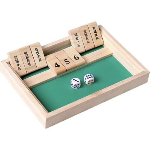 Games Shut The Box Game with 9 Numbers and 2 Dice Wood Board Games for 1-2 Players