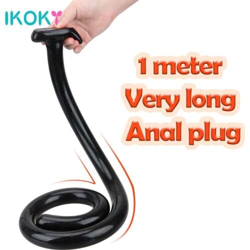IKOKY Super Long Anal Plug Sex Toys For Men Dilator 1M Dildo Prostate Massager Anus Masturbator G Spot Stimulation Butt Plug