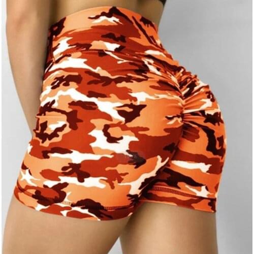 GYMQUASAR Camouflage Women Sport Yoga Hip Push Up Shorts Gym Fitness Running High Waist Tummy Control Workout Tight Sexy Shorts