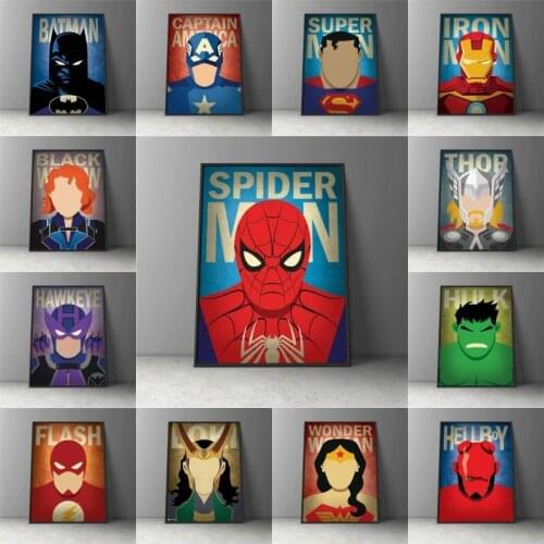 Canvas Painting Minimal Art Marvel Avengers Poster Print Marvel Champions Superhero Spiderman Hulk Movie for Room Home Decor