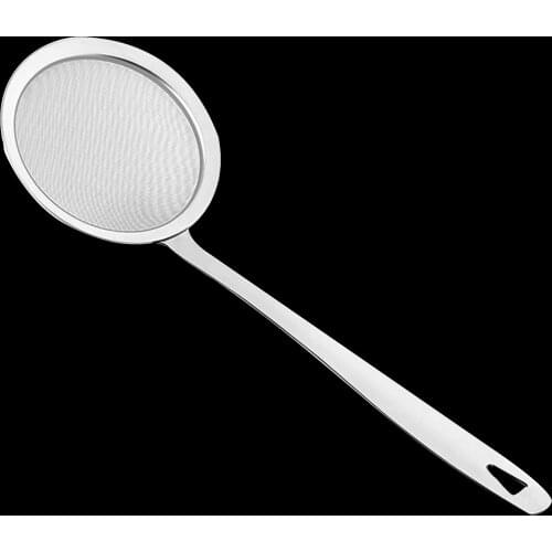 Behokic Stainless Steel Kitchen Utensil Flat Handle Super Fine Mesh Strainer Oil Strainer Spoon Kitchen Gadget Cooking Tools