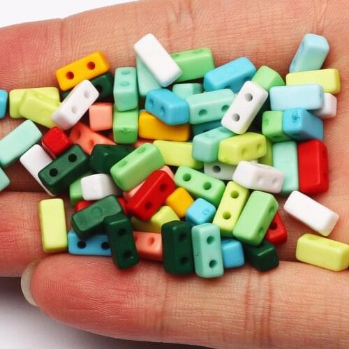 Square Mixed Color Double Hole Acrylic Spacer Beads 4x9mm Loose Beads For DIY Jewelry Design Charm Bracelet Accessories