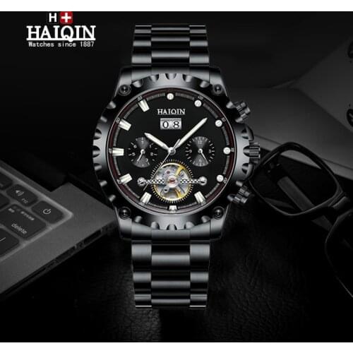 HAIQIN Automatic Mechanical Business Watch For Men New Top Fashion Brand Men Watch Classic Luminous Hand Wristwatch reloj hombre