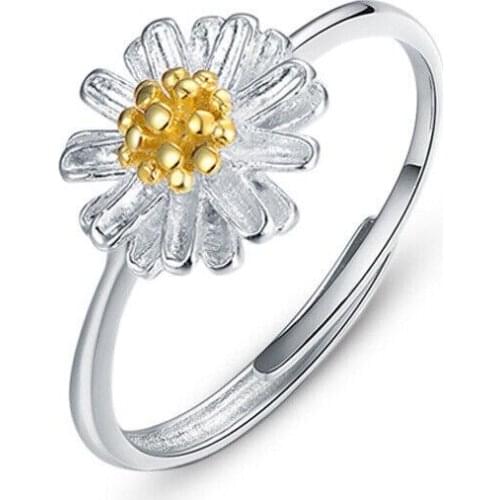 Fashion Sterling Silver Ring Young Women Simplicity Sunflower Charm Jewelry Party Ring Silver 925 Jewelry