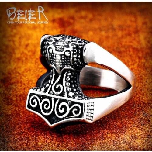 Beier 316L Stainless Steel man ring high quality nose Vikings Odin 's Symbol Myth raven Ring jewelry Amulet Vintage SMR003