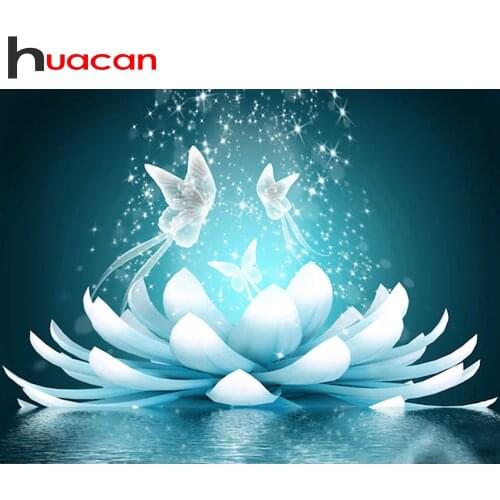 Huacan 5D DIY Diamond Painting Lotus Diamond Mosaic Embroidery Beads Sets Flower Picture Of Rhinestones Decoration For Home