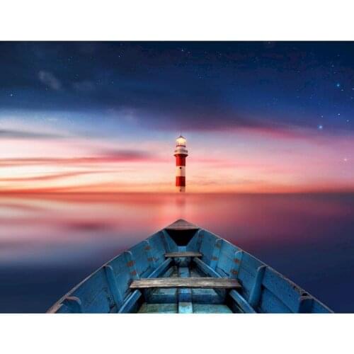 GATYZTORY Blue Sky And Lighthouse Landscape Painting By Numbers For Adults Diy Gift Acrylic Paint Kits Brushes Sets Drawing Art