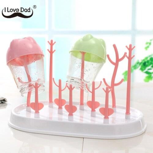 New Baby Bottle Drying Rack Tree Shape Baby Bottle Holder Rack For Babies Bottles Removable Cleaning Dryer Drainer Storage