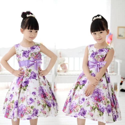 CitgeettNew Baby Girls Kids Wedding Prom Party Flower Bow Gown Fancy Dresses Sleeveless Purple Summer Clothes 2-11Y SS