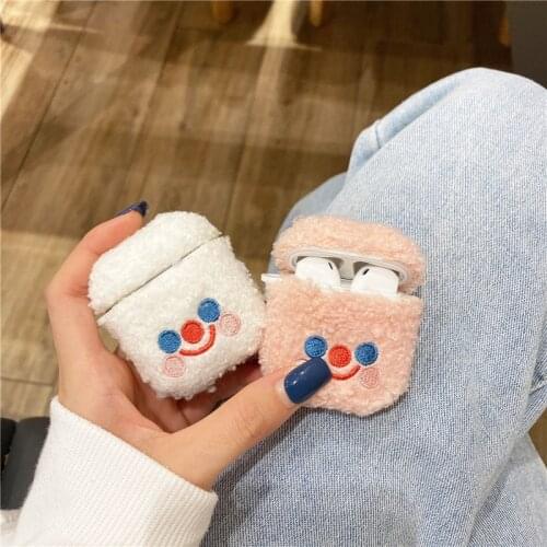 Plush Smiley Case For Apple Airpods Pro Bluetooth Earphone Protective Cases for Air Pods 1 2 Skin Accessories Headphones Cover